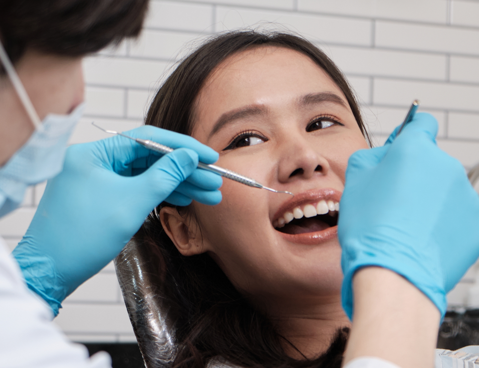 Patient receiving an orthodontic assessment